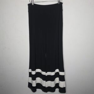Joseph Ribkoff Black / White Striped Wide Leg Pants Stretch Pull On Women's Sz 8